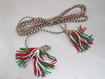 Cordon de Clairon tricolore vert rouge blanc avec pompons